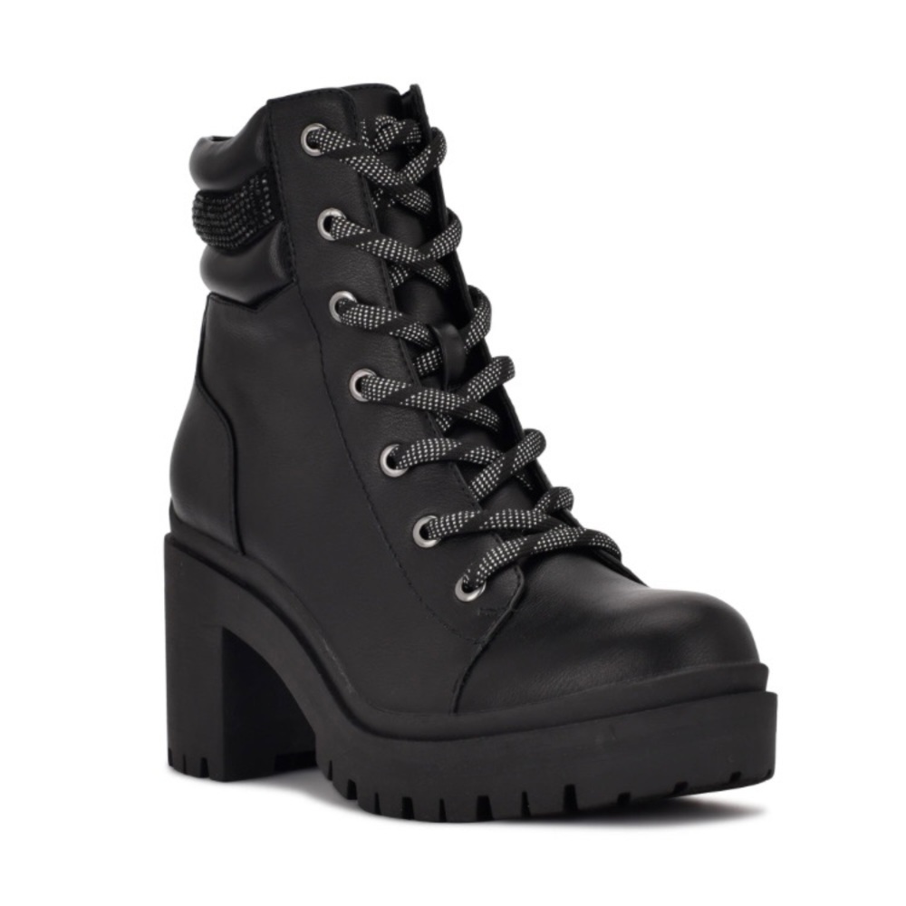 Nine West Qwork Lace Up Combat Booties - Size 7